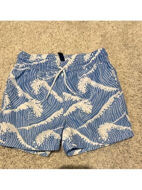 Janie and Jack Blue and White Wave Print Kids' Shorts size 3